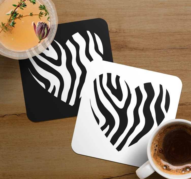 Enge onderzetters zebra patroon hartvorm - TenStickers