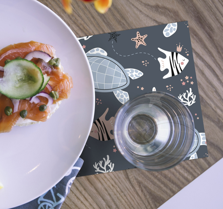 Enge onderzetters zeedierenpatroon - TenStickers