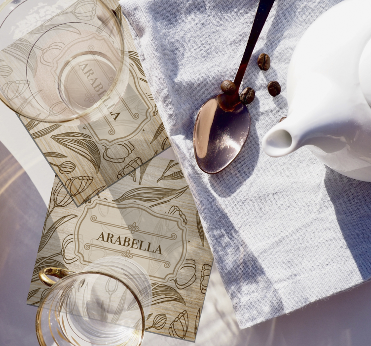 Gepersonaliseerde onderzetter houten naam tulp - TenStickers