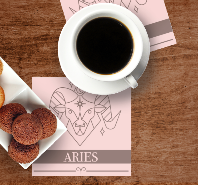 Gepersonaliseerde onderzetters aries zodiac symbool - TenStickers