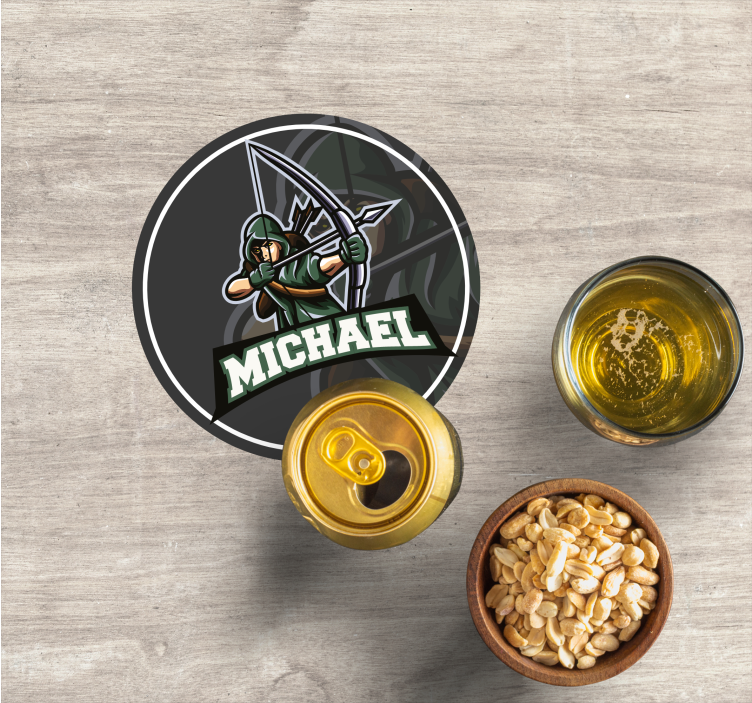 Gepersonaliseerde onderzetters boogschutter met naam - TenStickers