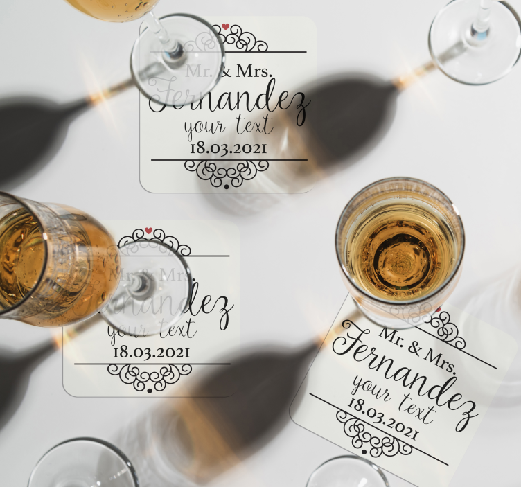 Onderzetters bruiloft Dhr en mevr - TenStickers