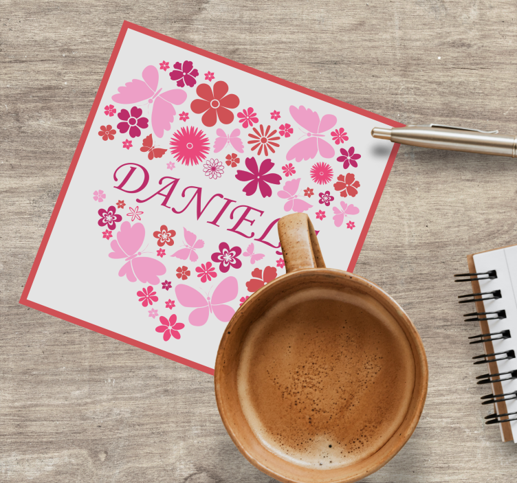 Gepersonaliseerde onderzetters hart bloemarrangement - TenStickers