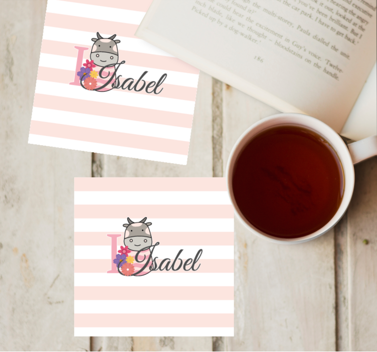 Gepersonaliseerde onderzetters met bloemen koe ontwerp - TenStickers