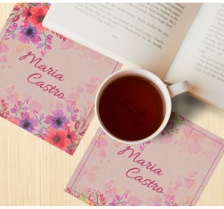 Gepersonaliseerde onderzetters met bloemmotief - TenStickers