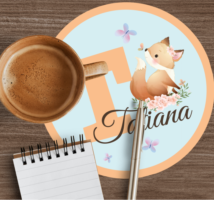 Gepersonaliseerde onderzetters met een speelse vos ontwerp - TenStickers