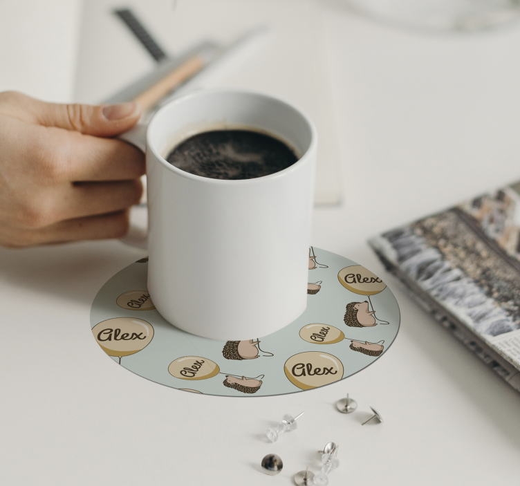 Gepersonaliseerde onderzetters met speelse egeltjespatronen - TenStickers