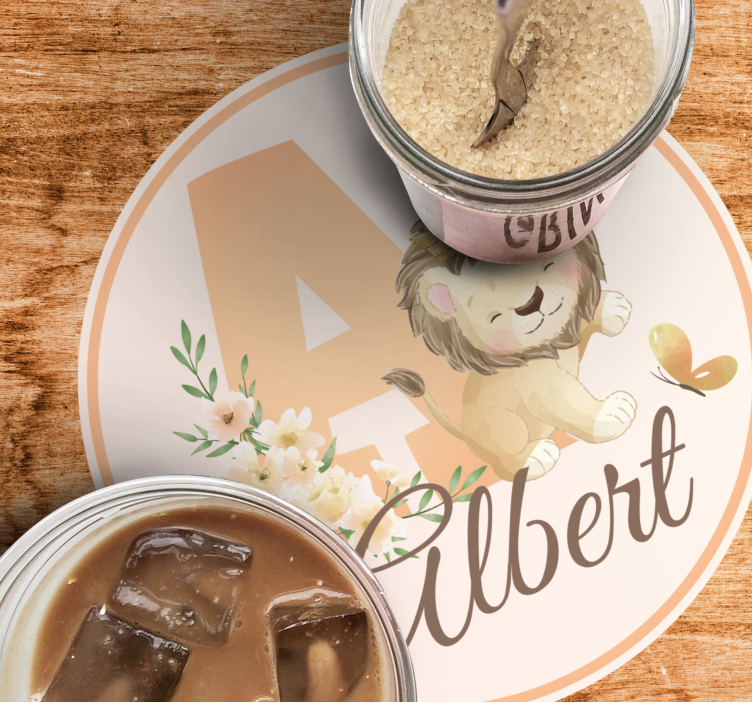 Gepersonaliseerde onderzetters met speelse leeuwendesign - TenStickers