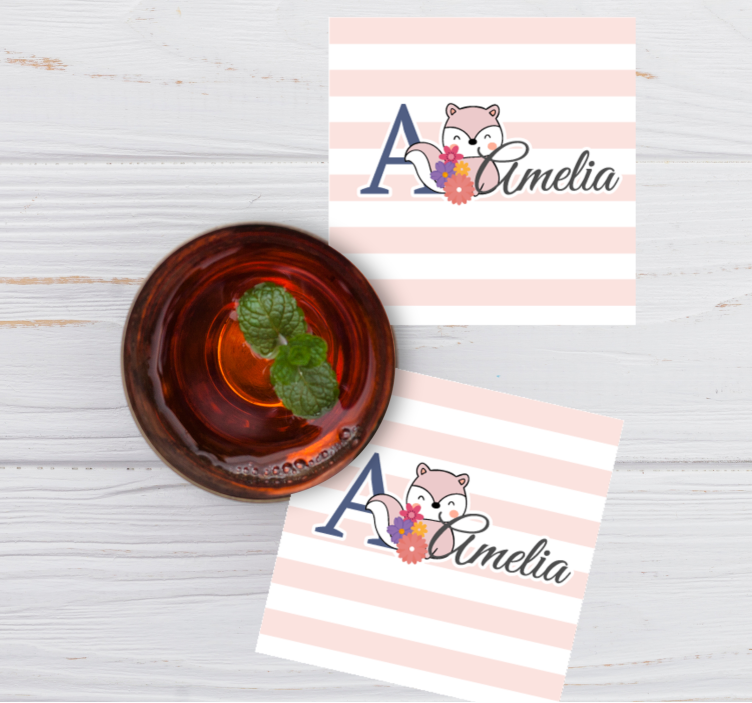 Gepersonaliseerde onderzetters met vosillustratie - TenStickers