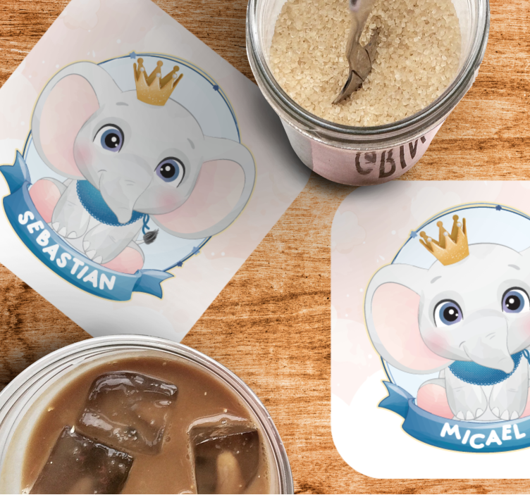 Gepersonaliseerde onderzetters olifant karakterportretten - TenStickers