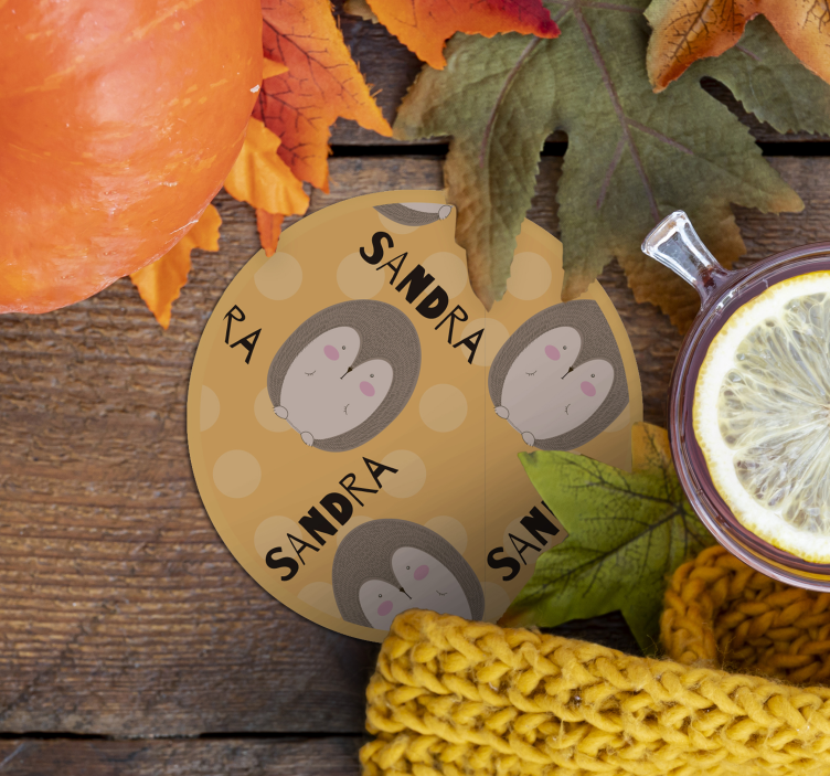 Gepersonaliseerde onderzetters schattig egeltjespatroon - TenStickers