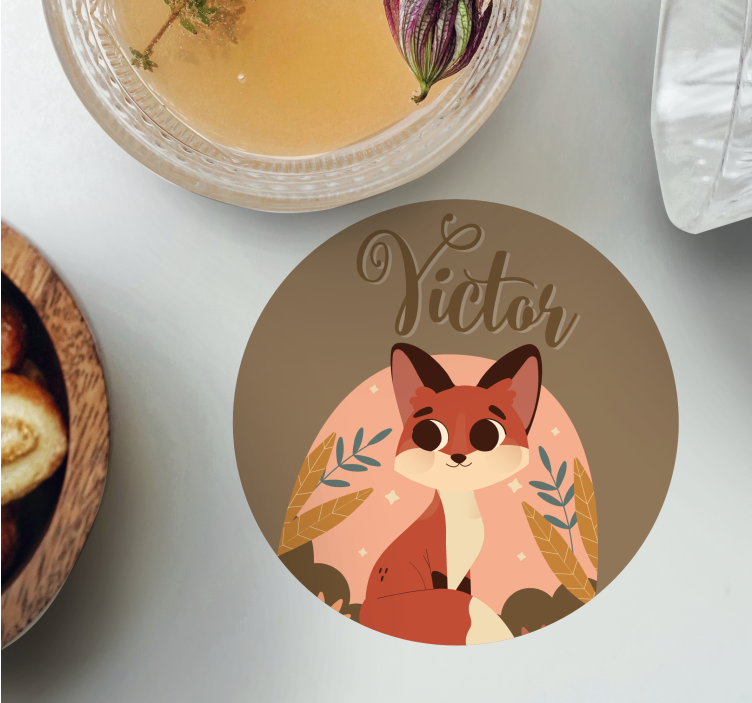 Gepersonaliseerde onderzetters schattig vosje karakter - TenStickers