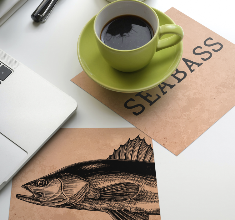 Gepersonaliseerde onderzetters seabass illustratie kunst - TenStickers
