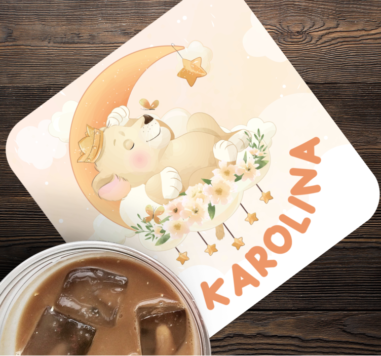 Gepersonaliseerde onderzetters slaapbeer met sterren - TenStickers