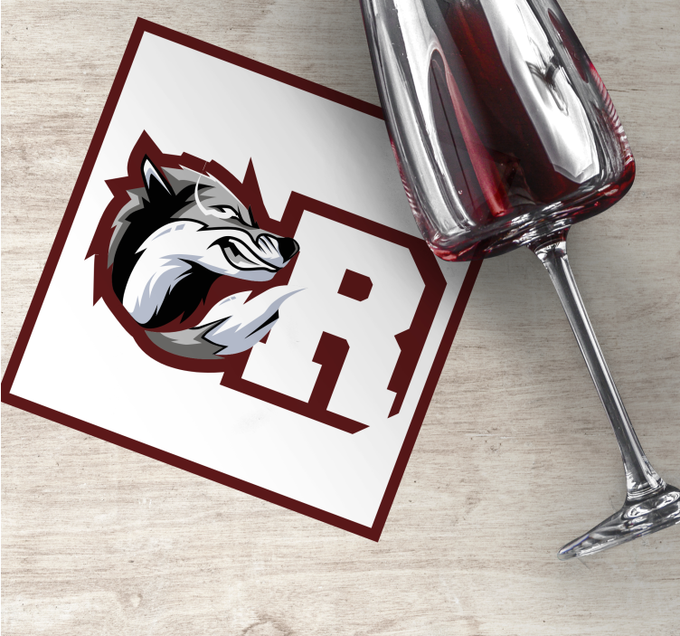 Gepersonaliseerde onderzetters wolf crest monogram - TenStickers
