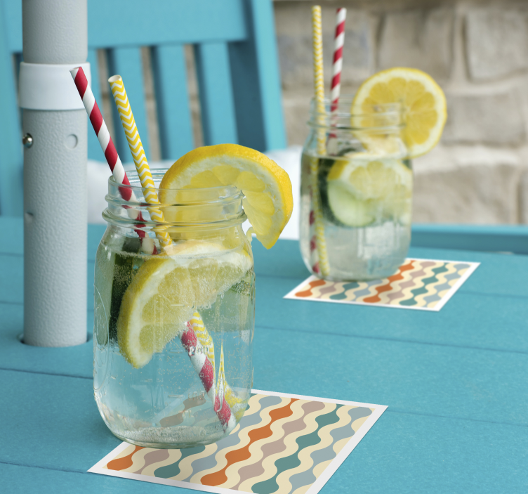 Golvend veelkleurig patroon vintage onderzetters - TenStickers