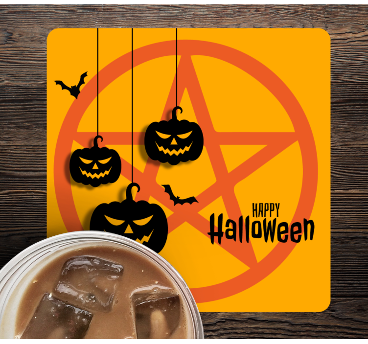 Griezelig pompoenmotief Halloween onderzetters - TenStickers