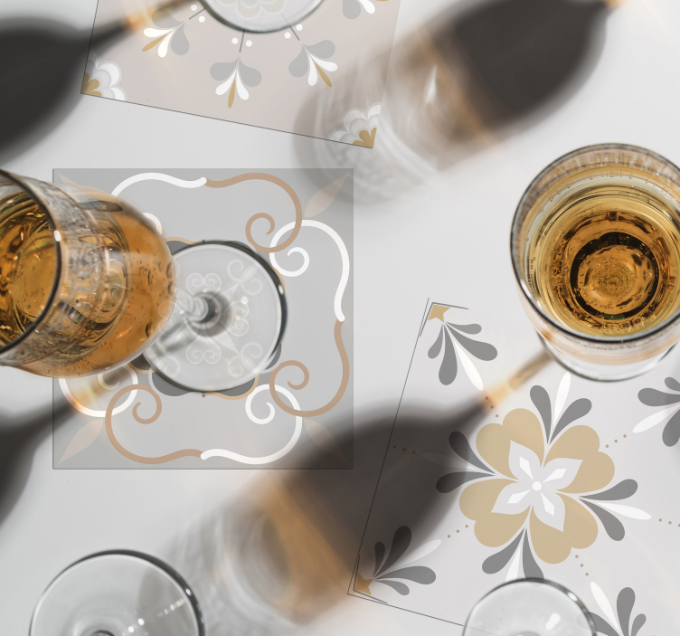 Bloemen geïnspireerde tegel onderzetter - TenStickers