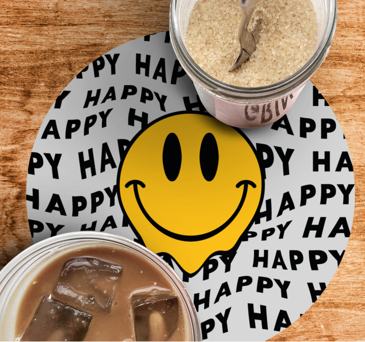 Grote smiley happy face vintage onderzetter - TenStickers
