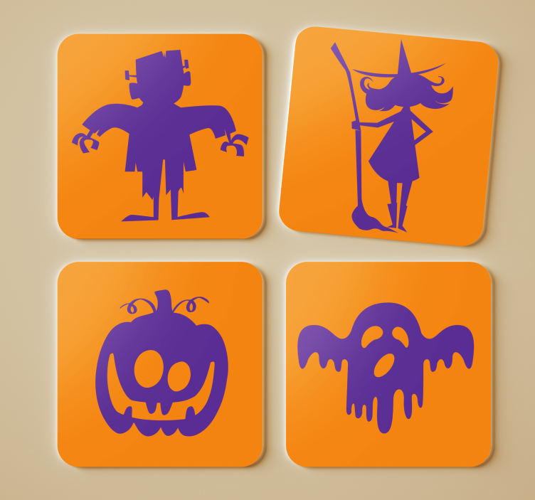 Halloween onderzetters frankenstein heks pompoen spook - TenStickers