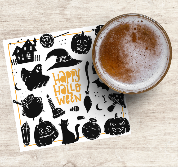 Halloween onderzetters met griezelige illustraties - TenStickers