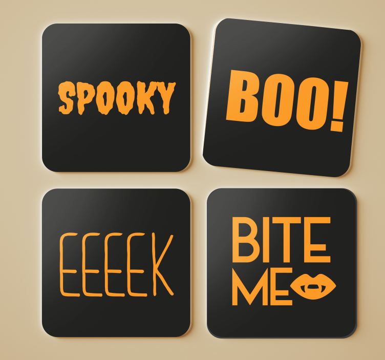 Halloween onderzetters met halloween tekstafbeelding - TenStickers