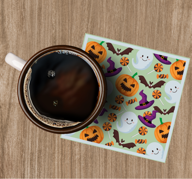 Halloween onderzetters pompoenen en spoken patroon - TenStickers