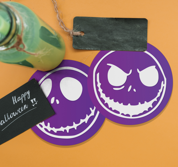Halloween onderzetters schedelgezicht figuren - TenStickers