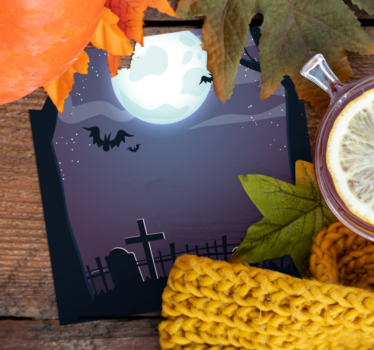 Halloween onderzetters spookachtige nacht scene - TenStickers