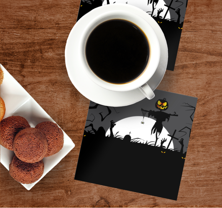 Halloween onderzetters vogelverschrikker met pompoen - TenStickers