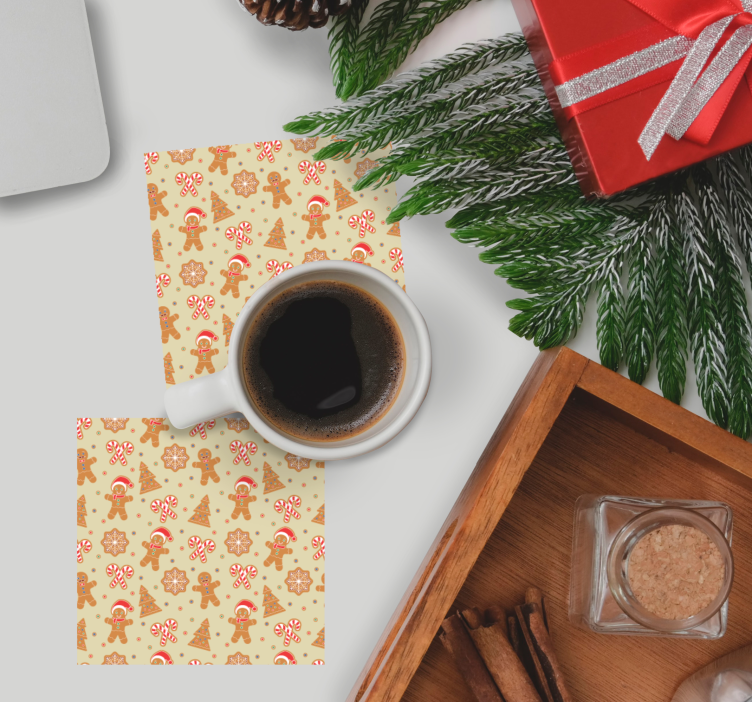 Kerst onderzetters feestelijk peperkoekpatroon - TenStickers