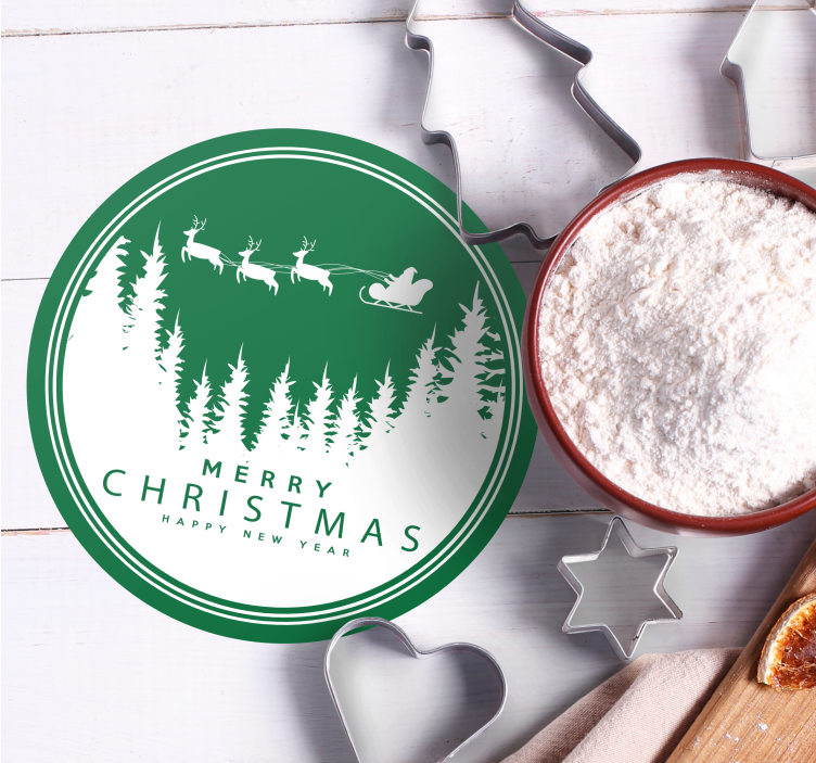 Kerst onderzetters feestelijke kerstman slee scène - TenStickers