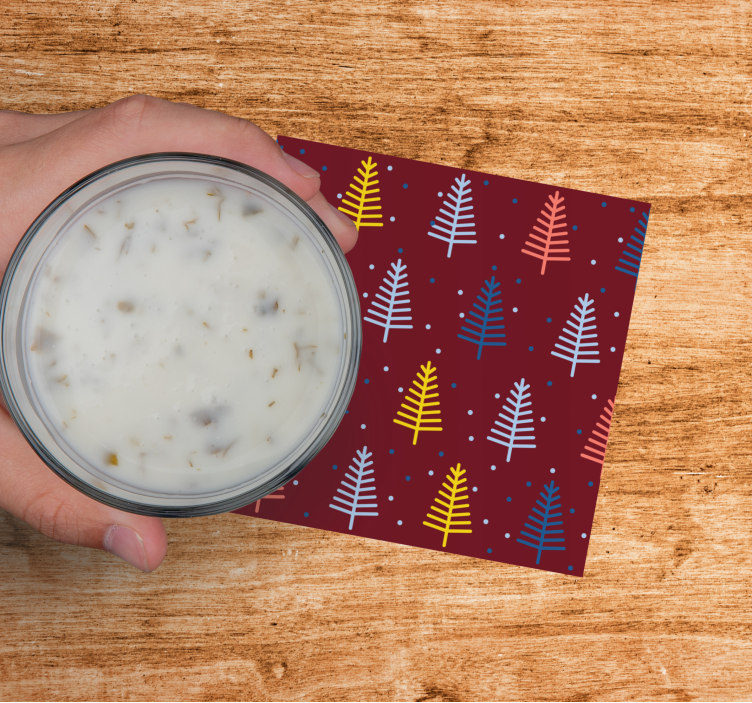 Kerst onderzetters kleurrijk boompatroon - TenStickers
