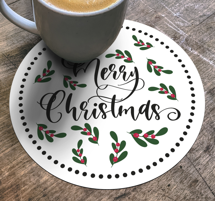 Kerst onderzetters merry christmas hulst design - TenStickers