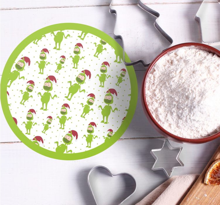 Kerst onderzetters met speelse groene figuren - TenStickers