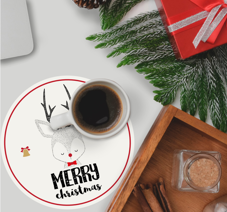 Kerst onderzetters rendier met bellen - TenStickers