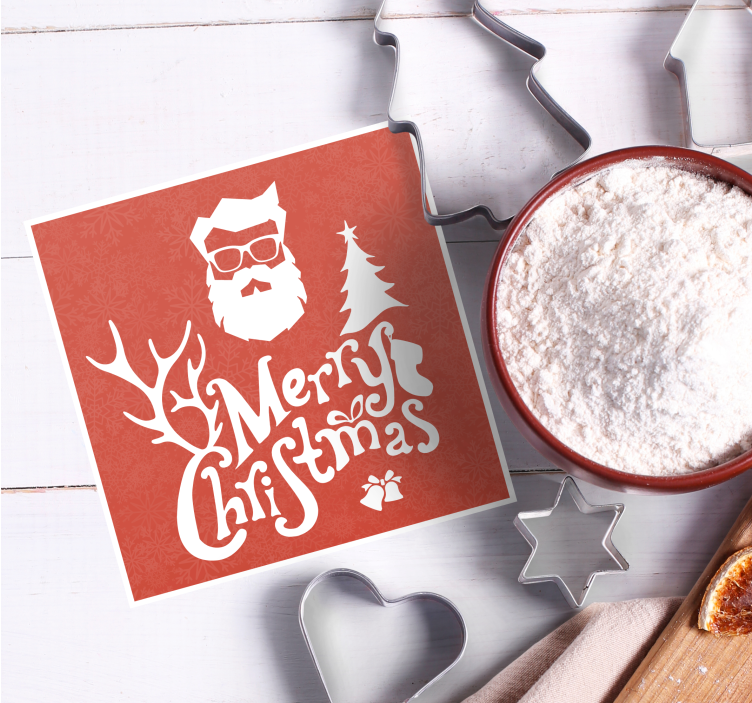Kerst onderzetters santa claus silhouet - TenStickers