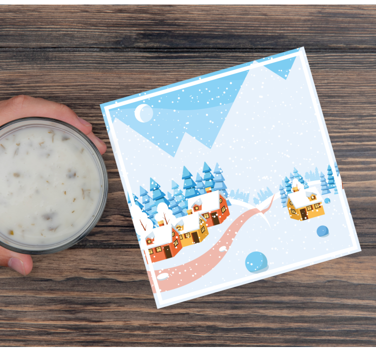 Kerst onderzetters sneeuwachtig dorpsbeeld - TenStickers