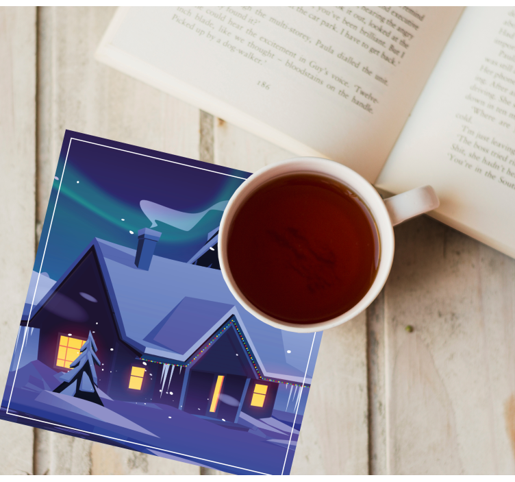 Kerst onderzetters sneeuwcabine met lichten - TenStickers