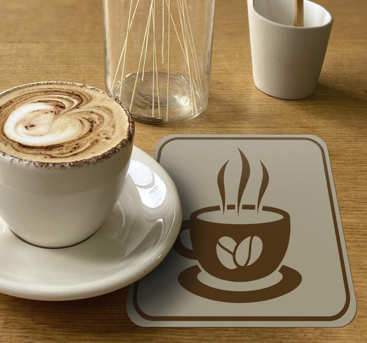 Koffiekopje embleem moderne onderzetters - TenStickers