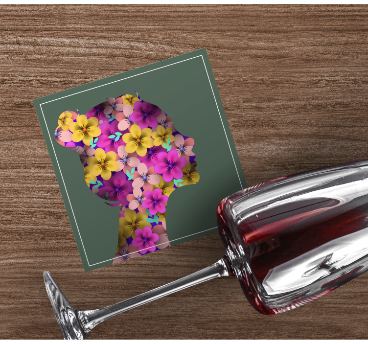 Moderne onderzetters floral silhouet profiel - TenStickers