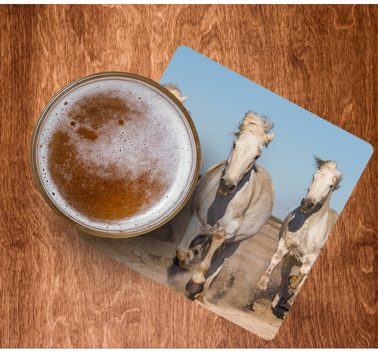 Moderne onderzetters galloperende witte paarden - TenStickers