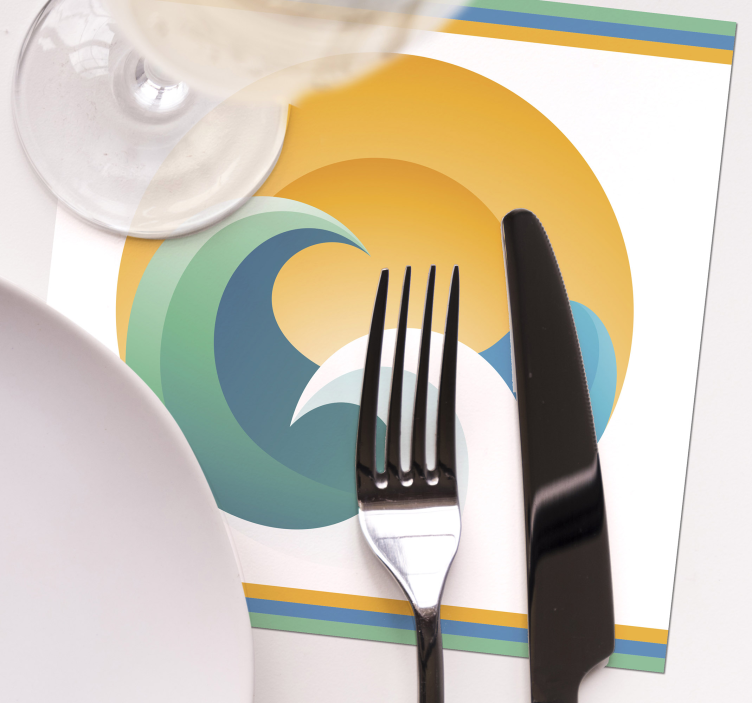 Moderne onderzetters gestileerde golven met zonsondergang - TenStickers