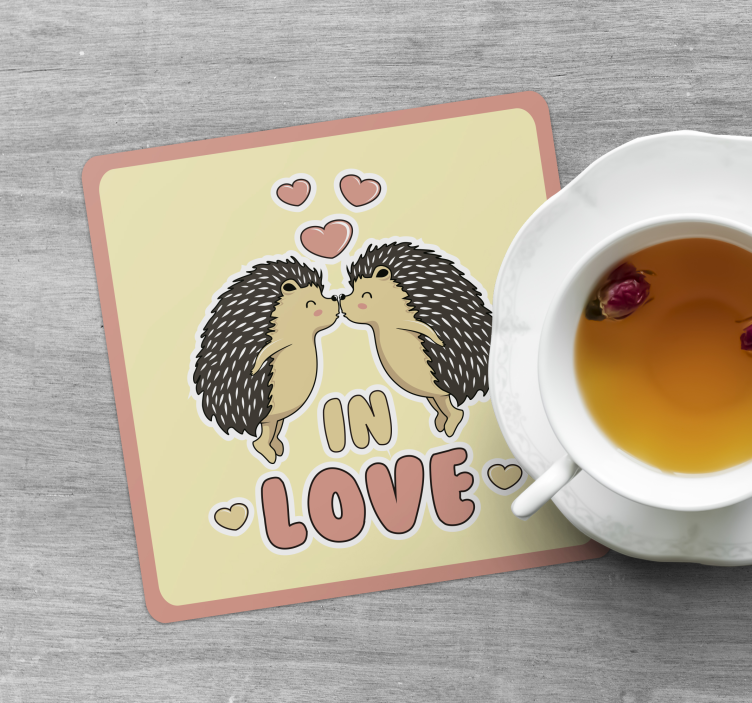 Moderne onderzetters hedgehogs kissing hearts - TenStickers
