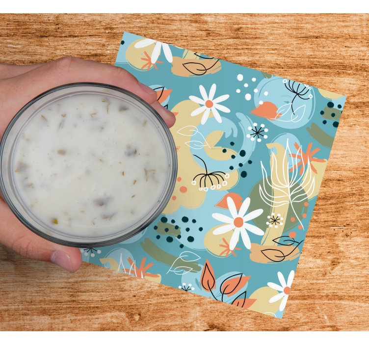 Moderne onderzetters met bloemenmotief achtergrond - TenStickers