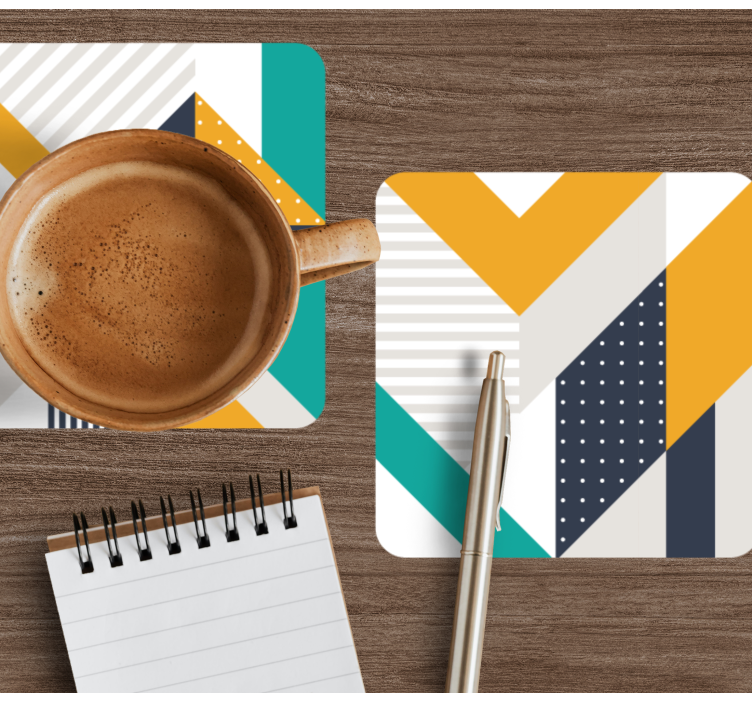 Moderne onderzetters met geometrische kleurblokken - TenStickers