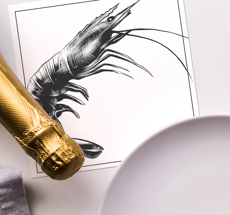 Moderne onderzetters met gestileerde garnaalillustratie - TenStickers