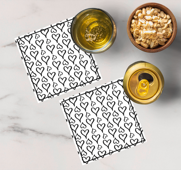 Moderne onderzetters met hartjespatroon - TenStickers