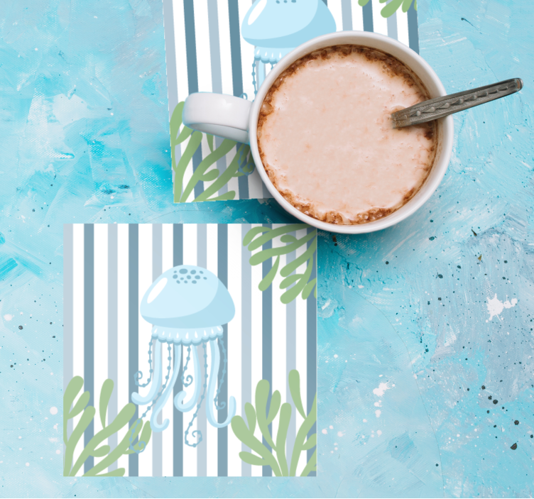 Moderne onderzetters met kwallenpatroon en strepen - TenStickers