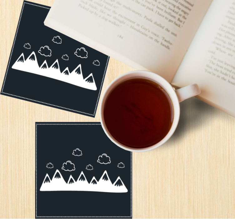 Onderzetters bergsilhouet met wolken - TenStickers